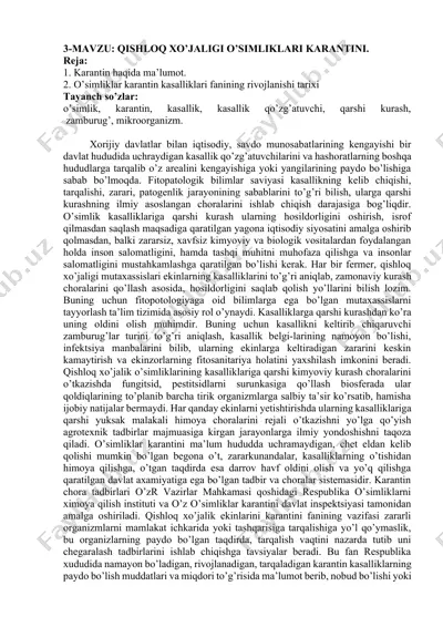 qishloq xo’jaligi o’simliklari karantini — DOCX