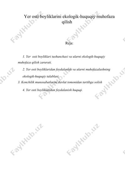 yer osti boyliklarini ekologik-huquqiy muhofaza qilish — DOC