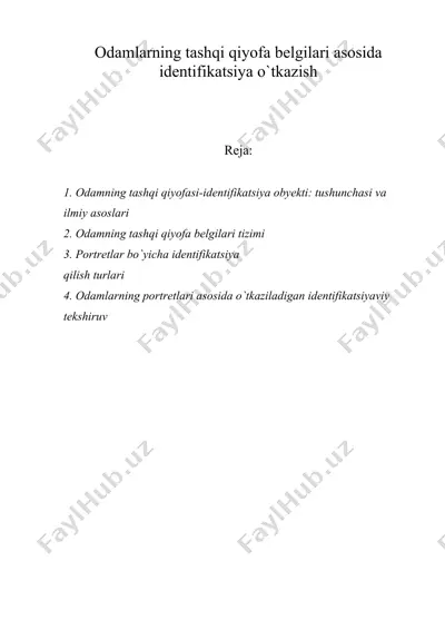 odamlarning tashqi qiyofa belgilari asosida identifikatsiya o`tkazish — DOC