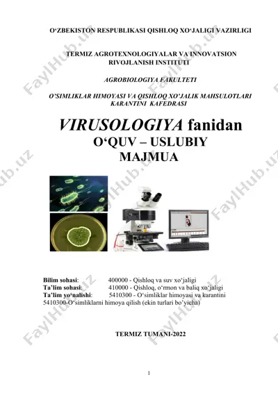 o'simliklar himoyasi va qishloq xo'jalik mahsulotlari karantini kafedrasi — DOCX
