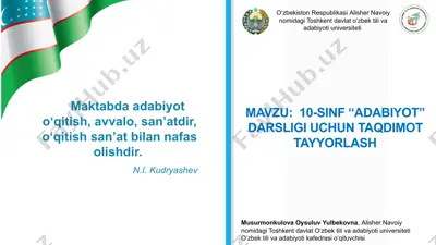 taqdimotlar "adabiyot" darsligi uchun tayyorlash — PPTX