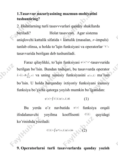 tasavvur nazariyasi haqida ma'lumotlar — DOCX