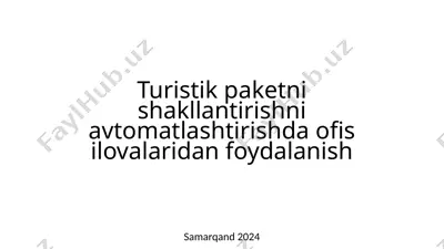 turistik paketni shakllantirishni avtomatlashtirishda ofis ilovalaridan foydalanish — PPTX