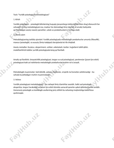 yuridik psixologiyasi metodologiyasi — DOCX