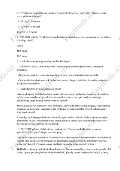 o'zbekiston respublikasini yanada rivojlantirish strategiyasi — DOCX