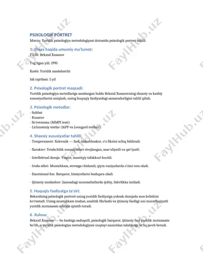 psixologik portret — DOCX