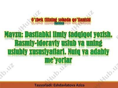 dastlabki ilmiy tadqiqot yozish — PPT