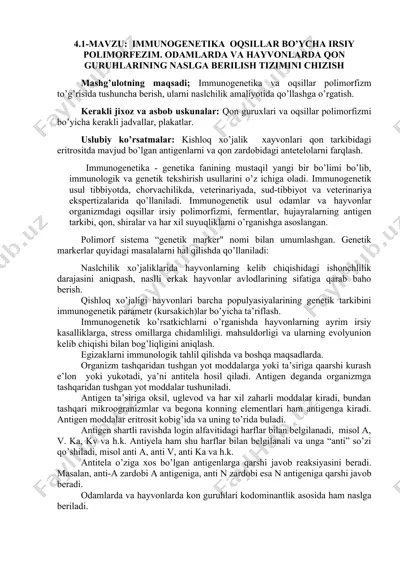 immunogenetika va oqsillar polimorfizmi — DOCX