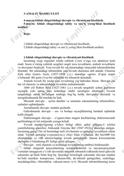 ishlab chiqarishdagi shovqin va vibratsiyani hisoblash — DOCX
