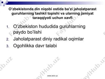 o'zbekistonda diniy radikallik va jaholatparastlik — PPT