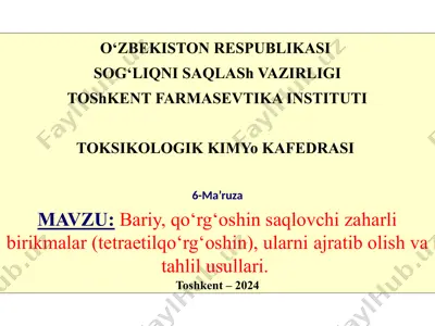 zaharli birikmalar tahlili — PPTX
