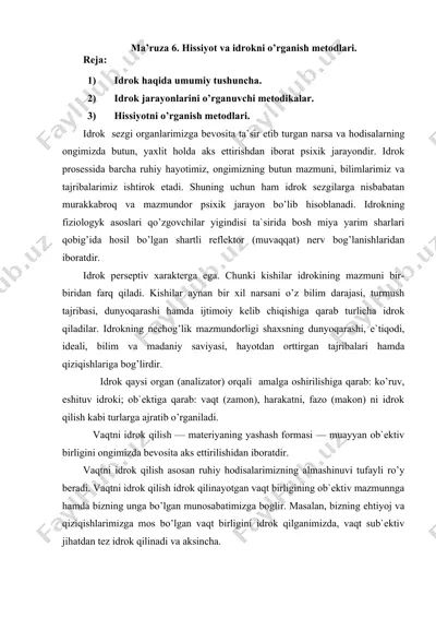 hissiyot va idrokni o’rganish metodlari — DOCX