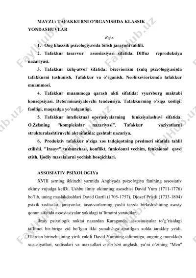 tafakkurni o'rganishda klassik yondashuvlar — DOCX