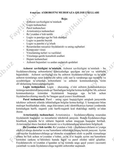 axborotni muhofaza qilish usullari — DOCX