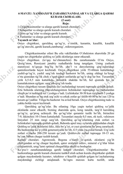 chigirtkasimonlar va ularga qarshi kurash choralari — DOCX