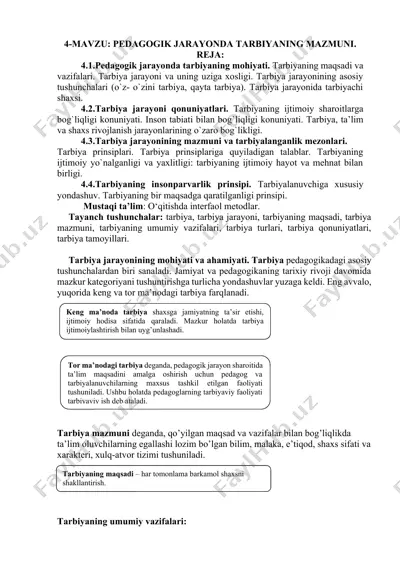 tarbiya jarayonida tarbiyaning mazmuni — DOCX