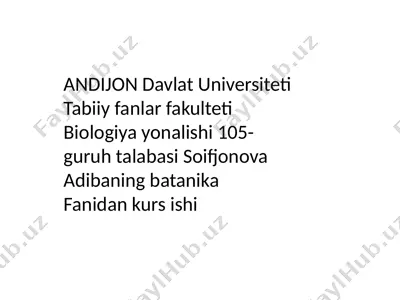 andijon davlat universiteti biologiya fakulteti talabalari uchun fan kursi — PPTX