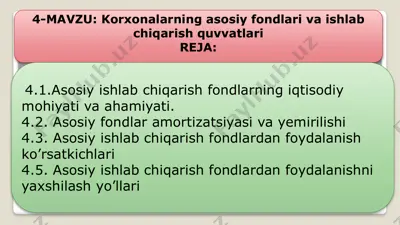 asosiy ishlab chiqarish fondlari — PPTX