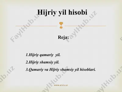 hijriy yil hisobi — PPT