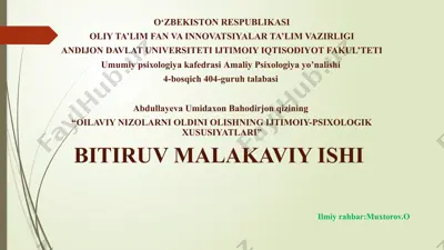o‘ilaviy nizolarni oldini olishning ijtimoiy-psixologik xususiyatlari — PPTX