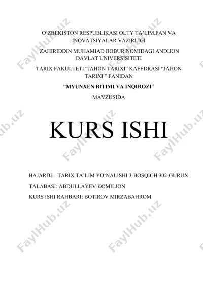 myunxen bitimi va inqirozi — DOCX