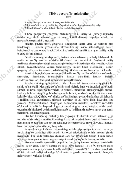 tibbiy geografik-tadqiqotlar — DOCX