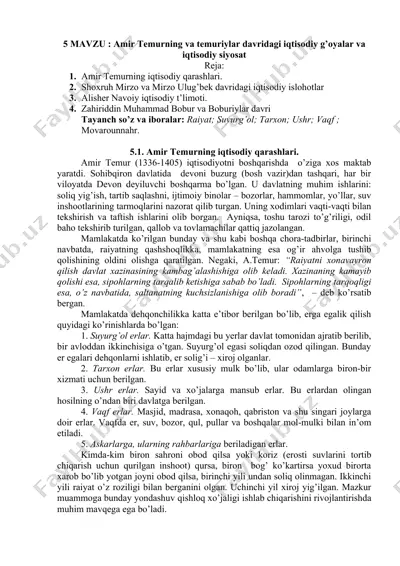 amir temurning iqtisodiy qarashlari — DOC
