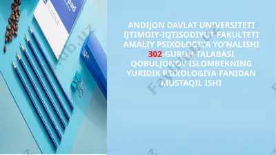 yuridik psixologiya fanidan mustaqil ish — PPTX