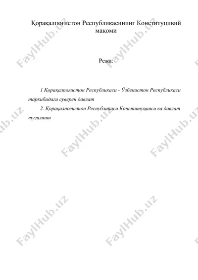қорақалпоғистон республикасининг конституцивий мақоми ( коракалпогистон республикаси конституциявий макоми — DOC
