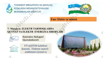 toshkent irrigatsiya va qishloq xo'aligini mexanizatsiyalash muhandisları institut — PPTX