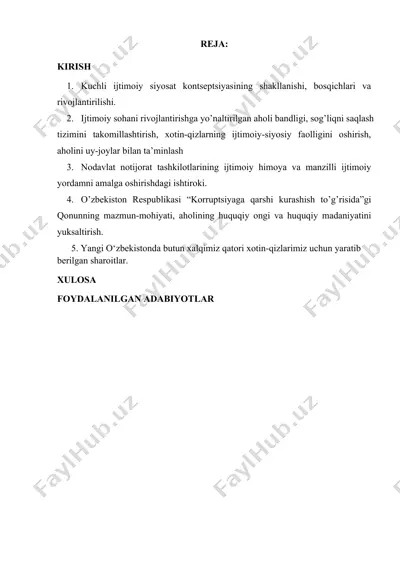 ijtimoiy siyosatning inson huquqlarini ta'minlash uchun o'zgarishlar — DOCX