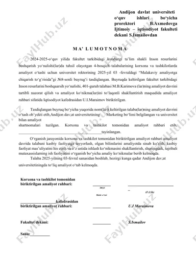 universitetning amaliyot rahbari bo‘yicha buyruq — DOCX
