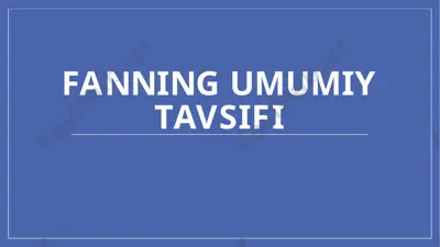 qayta tiklanuvchi energiya manbalaridan foydalanishning nazariy asoslari — PPTX