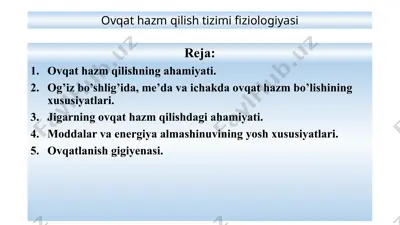 ovqathazm qilish. — PPTX