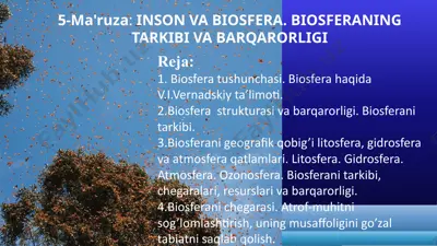 inson va biosfera. biosferaning tarkibi va barqarorligi — PPTX