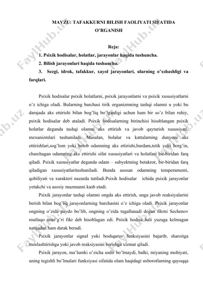 psixik hodisalar va jarayonlar — DOCX
