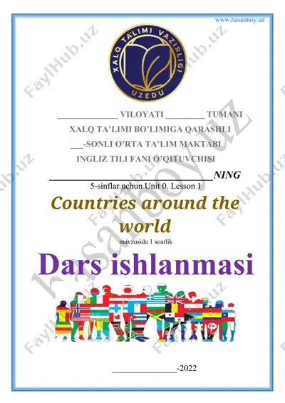 countries around the world 5-sinflar uchun — DOCX