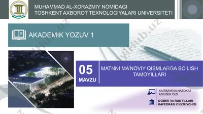 matnni ma’nviy qismlarga bo‘lish tamoyillari — PPTX