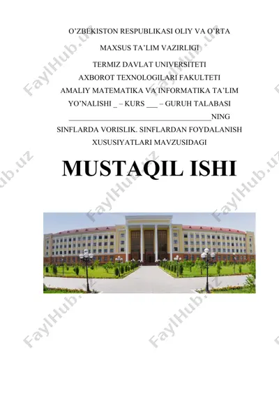 sinflarda vorislik. sinflardan foydalanish xususiyatlari — DOCX