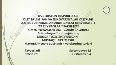 kimyoviy qutblanish va ularning turlari — PPTX