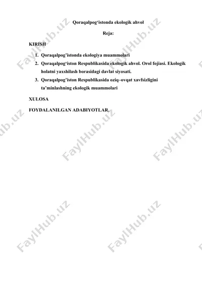 qoraqalpog‘istonda ekologik ahvol — DOCX