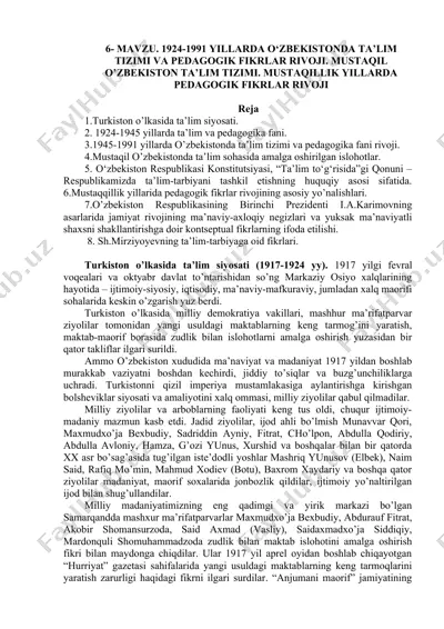 o‘zbekistonda ta'lim tizimi va pedagogik fikrlar rivoyati — DOC