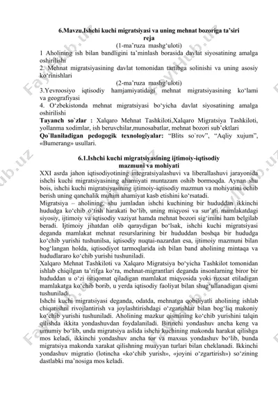 ishchi kuchi migratsiyasi va uning mehnat bozoriga ta’siri — DOCX