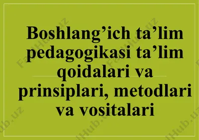 boshlang’ich ta’lim pedagogikasi — PPTX