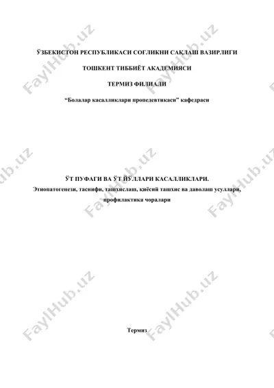 "bolalar kassaliklari propedevtikasi" — DOCX