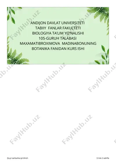 anordoshlar ( runicaceace horan) oilasiga umumiy tavsif — PDF