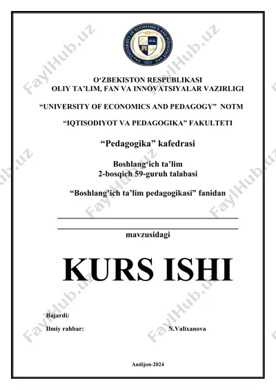 boshlang‘ich ta’lim pedagogikasi kurs ishi — DOCX