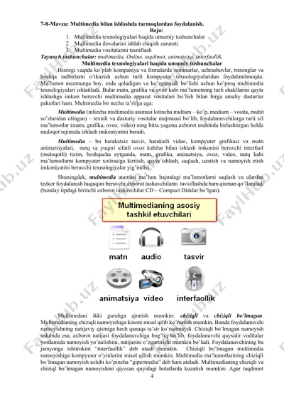 multimedia bilan ishlashda tarmoqlardan foydalanish — DOCX