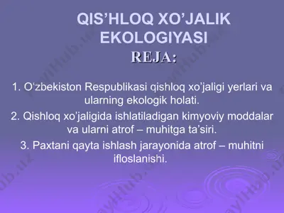 qishloq xo’jalik ekologiyasireja — PPT