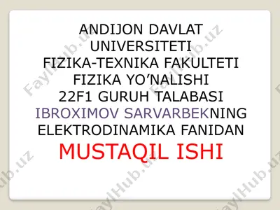 elektromagnit maydonning tarqalishi birjinsli izotrop muhitda — PPTX